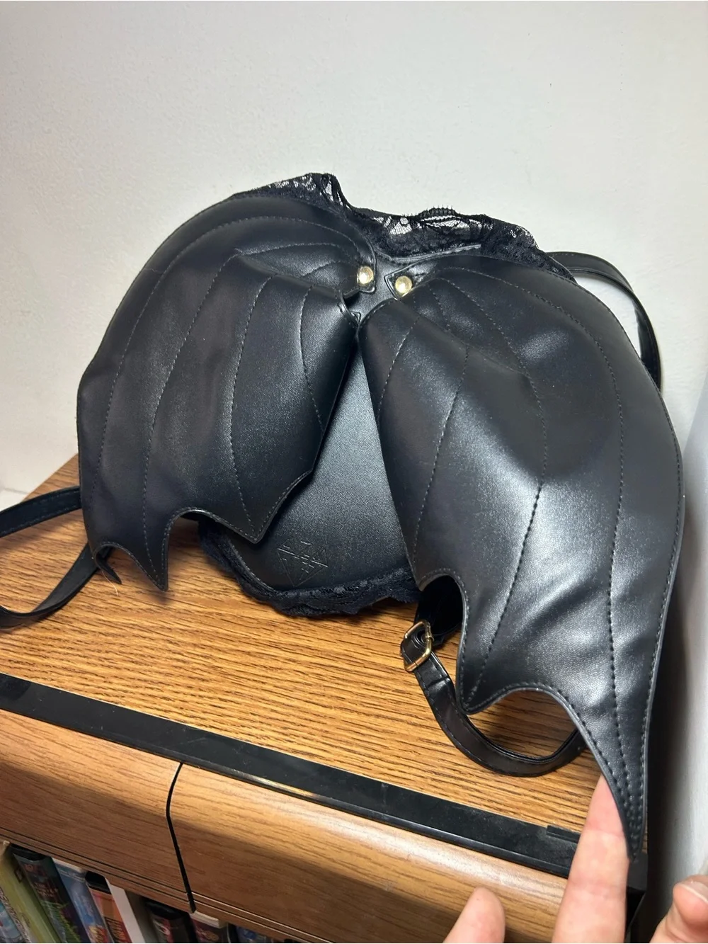Black Sculpted Leather Backpack - Women